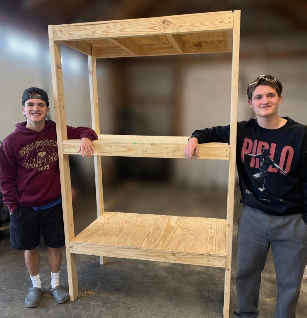 Handmade Wood Garage Shelf